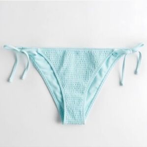 Hollister sz L turquoise blue side tie smocked cheeky swim bikini bottoms
